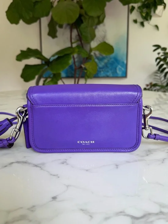 Coach Legacy Leather Penny Shoulder Crossbody Bag 19914 Ultraviolet Purple - Picture 7 of 15